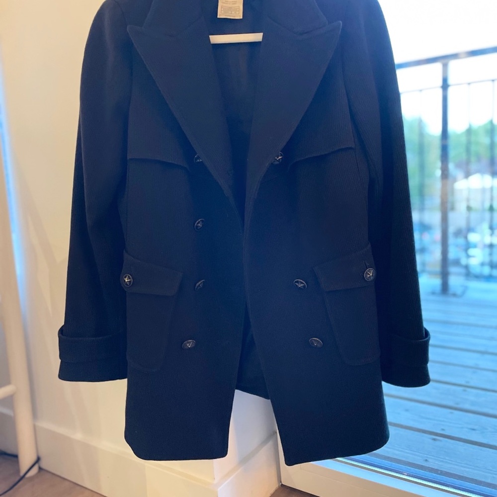 Chanel COCO Button 07A Womens Wool Pea Coat Size 40